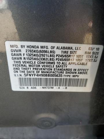 Photo 14 from auction – 2011 HONDA PILOT TOUR with VIN 5FNYF4H90BB005635