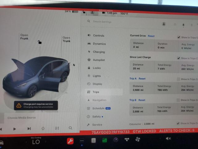Photo 9 from auction – 2024 TESLA MODEL Y with VIN 7SAYGDED7RF119733