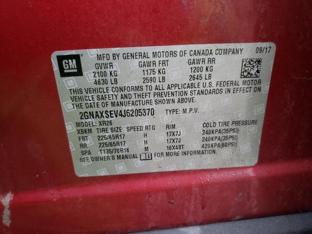 Photo 14 from auction – 2018 CHEVROLET EQUINOX LT with VIN 2GNAXSEV4J6205370