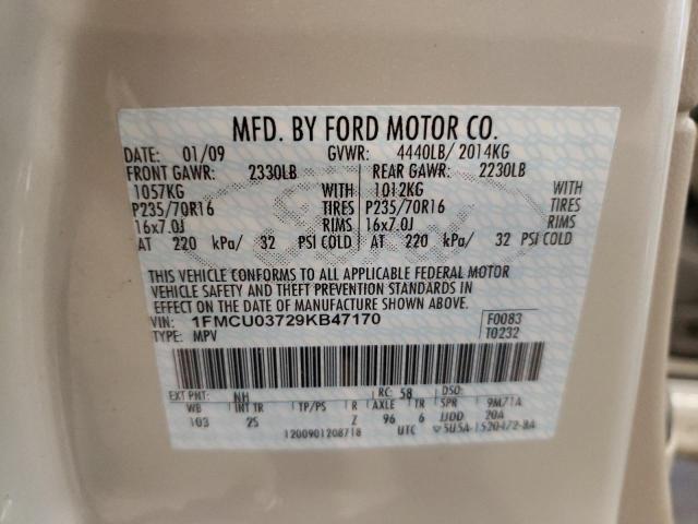 Photo 14 from auction – 2009 FORD ESCAPE XLT with VIN 1FMCU03729KB47170