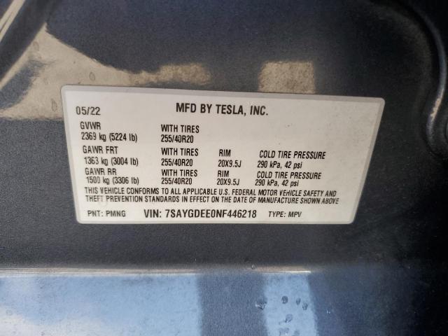 Снимка 14 от търг – 2022 TESLA MODEL Y с VIN 7SAYGDEE0NF446218