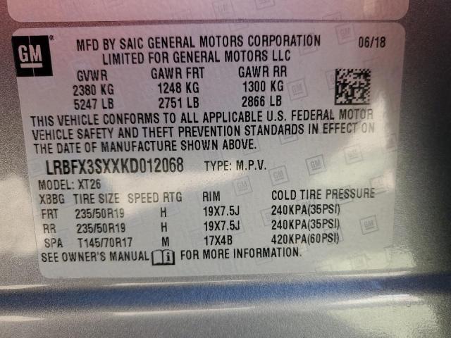 Photo 14 from auction – 2019 BUICK ENVISION P with VIN LRBFX3SXXKD012068