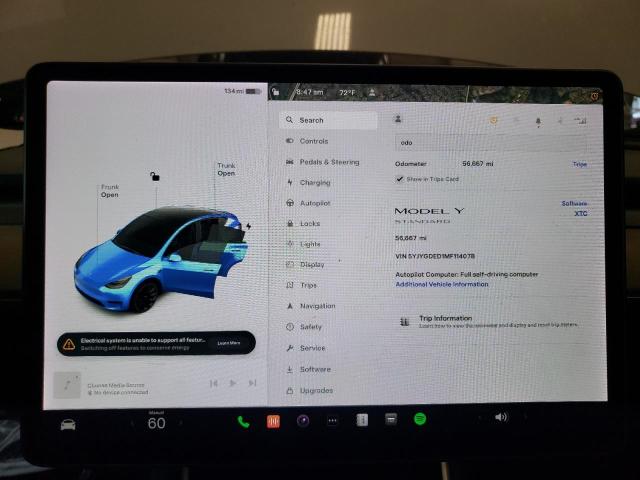 Photo 9 from auction – 2021 TESLA MODEL Y with VIN 5YJYGDED1MF114078