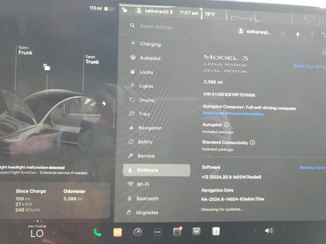 Photo 9 from auction – 2024 TESLA MODEL 3 with VIN 5YJ3E1EB7RF757006