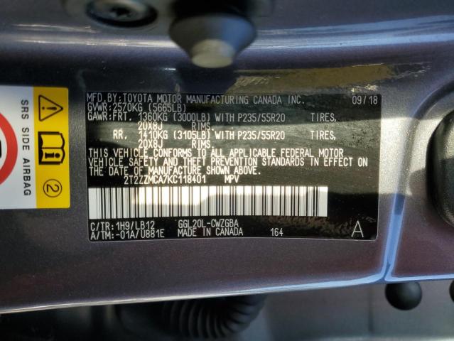 Photo 14 from auction – 2019 LEXUS RX 350 BAS with VIN 2T2ZZMCA7KC118401