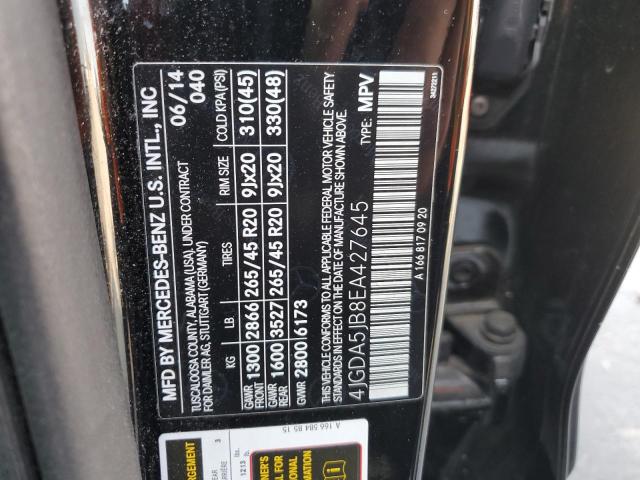 Photo 14 from auction – 2014 MERCEDES-BENZ ML 350 with VIN 4JGDA5JB8EA427645