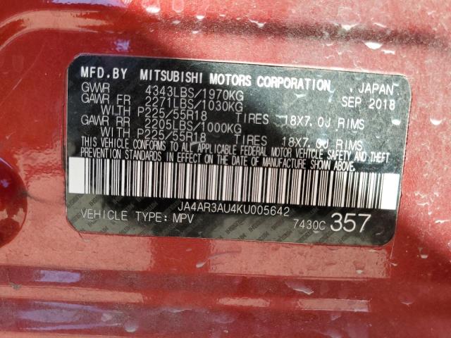 Photo 14 from auction – 2019 MITSUBISHI OUTLANDER with VIN JA4AR3AU4KU005642