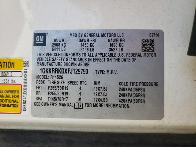 Photo 14 from auction – 2015 GMC ACADIA SLT with VIN 1GKKRRKDXFJ129793