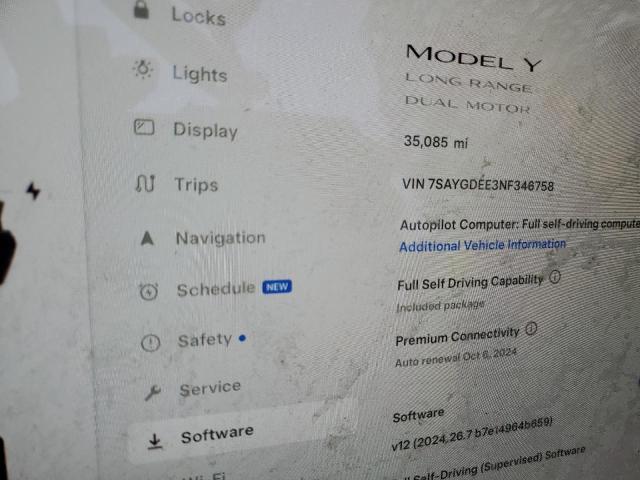 Photo 9 from auction – 2022 TESLA MODEL Y with VIN 7SAYGDEE3NF346758