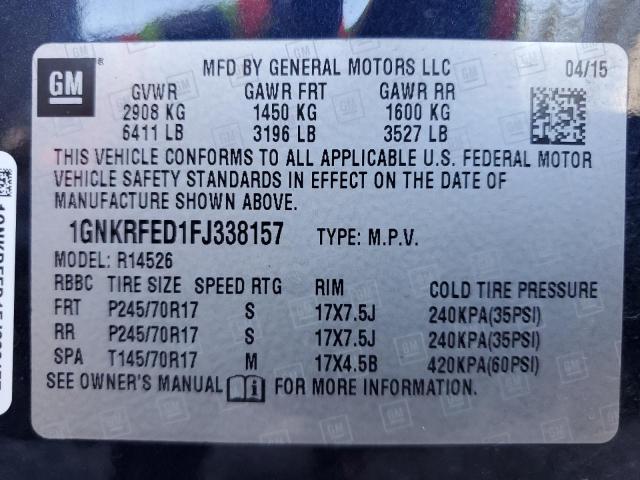 Photo 14 from auction – 2015 CHEVROLET TRAVERSE L with VIN 1GNKRFED1FJ338157