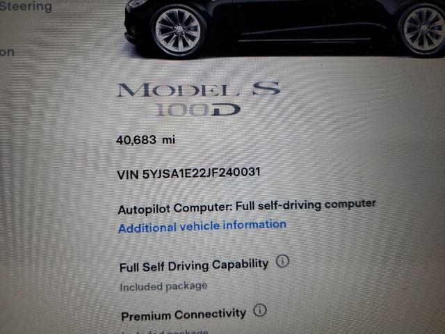Photo 9 from auction – 2018 TESLA MODEL S with VIN 5YJSA1E22JF240031
