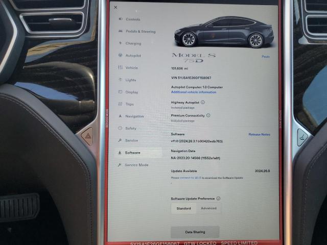 Photo 9 from auction – 2016 TESLA MODEL S with VIN 5YJSA1E26GF158067