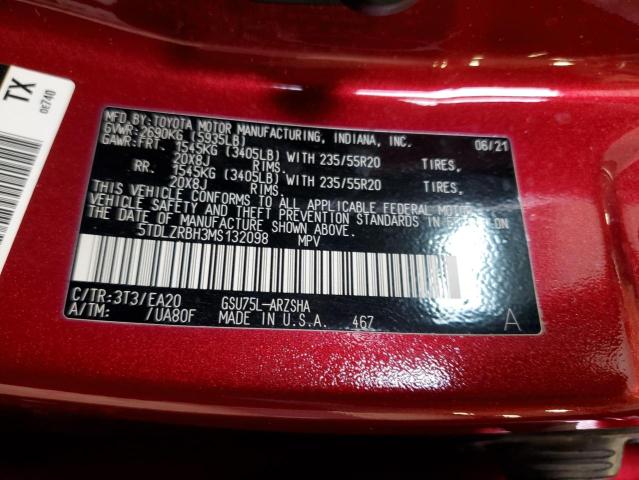 Photo 14 from auction – 2021 TOYOTA HIGHLANDER with VIN 5TDLZRBH3MS132098