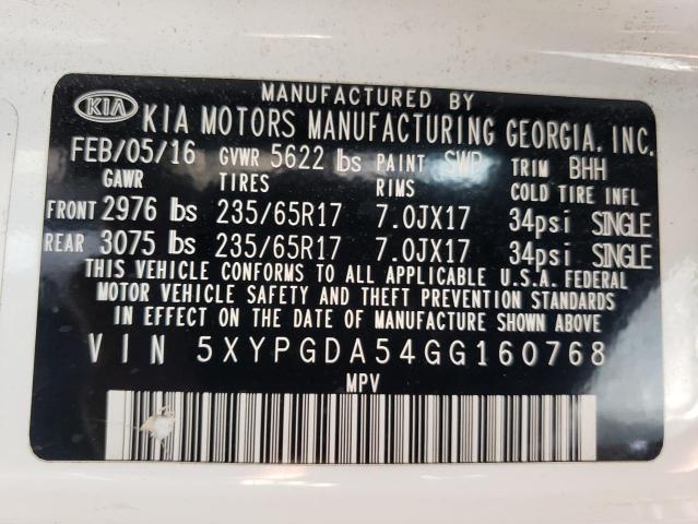 Photo 14 from auction – 2016 KIA SORENTO LX with VIN 5XYPGDA54GG160768