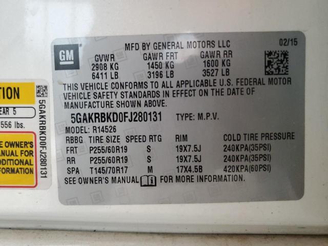 Photo 14 from auction – 2015 BUICK ENCLAVE with VIN 5GAKRBKD0FJ280131
