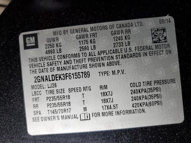 Photo 14 from auction – 2015 CHEVROLET EQUINOX LT with VIN 2GNALDEK3F6155789