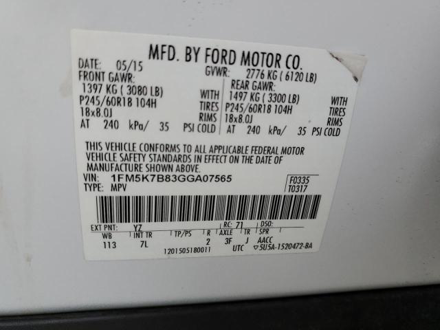Photo 14 from auction – 2016 FORD EXPLORER with VIN 1FM5K7B83GGA07565