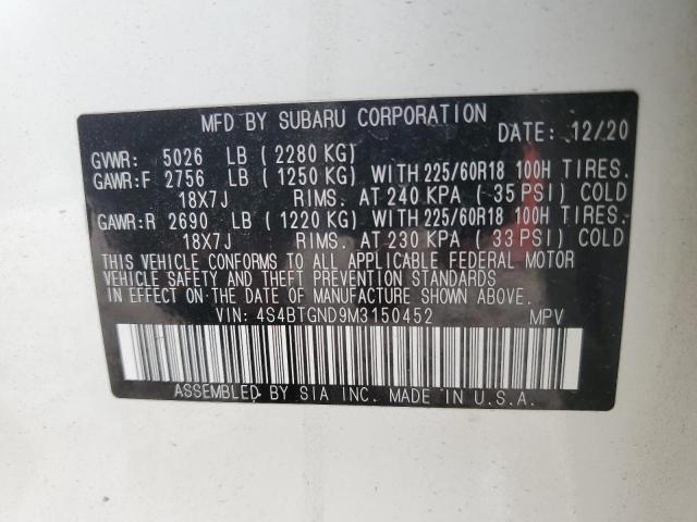 Photo 14 from auction – 2021 SUBARU OUTBACK LI with VIN 4S4BTGND9M3150452