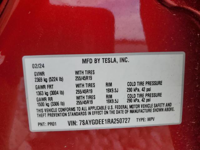 صورة رقم 14 من المزاد - 2024 TESLA MODEL Y مع VIN 7SAYGDEE1RA250727