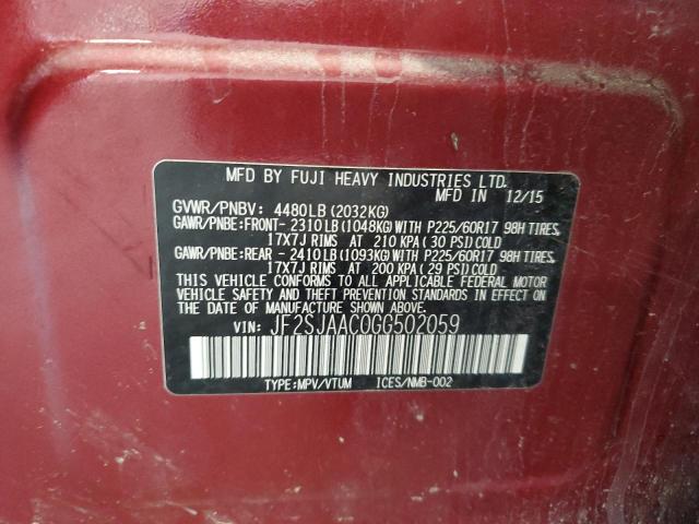 Photo 14 from auction – 2016 SUBARU FORESTER 2 with VIN JF2SJAAC0GG502059