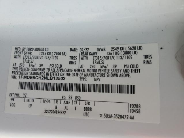 Photo 14 from auction – 2022 FORD BRONCO BAS with VIN 1FMDE5CH2NLB13502