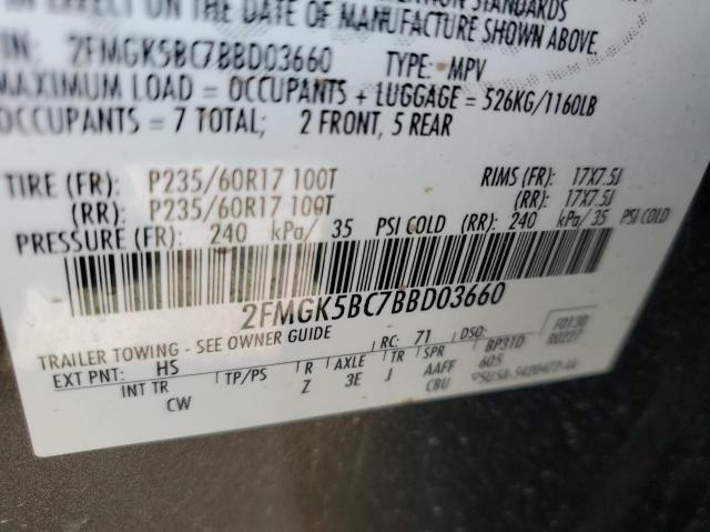 Photo 10 from auction – 2011 FORD FLEX SE with VIN 2FMGK5BC7BBD03660