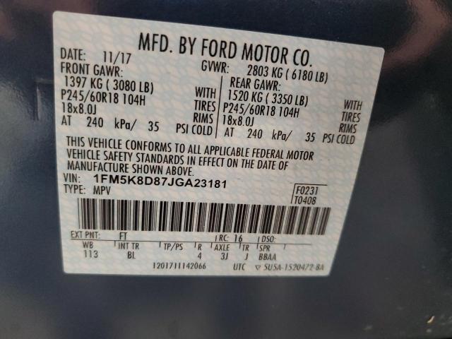 Photo 14 from auction – 2018 FORD EXPLORER X with VIN 1FM5K8D87JGA23181