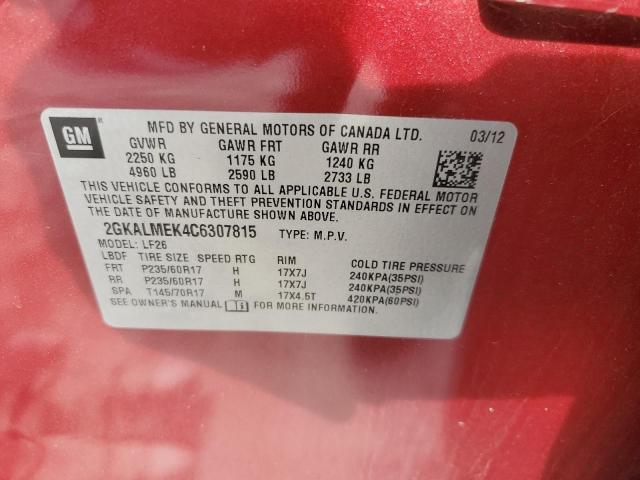 Photo 14 from auction – 2012 GMC TERRAIN SL with VIN 2GKALMEK4C6307815