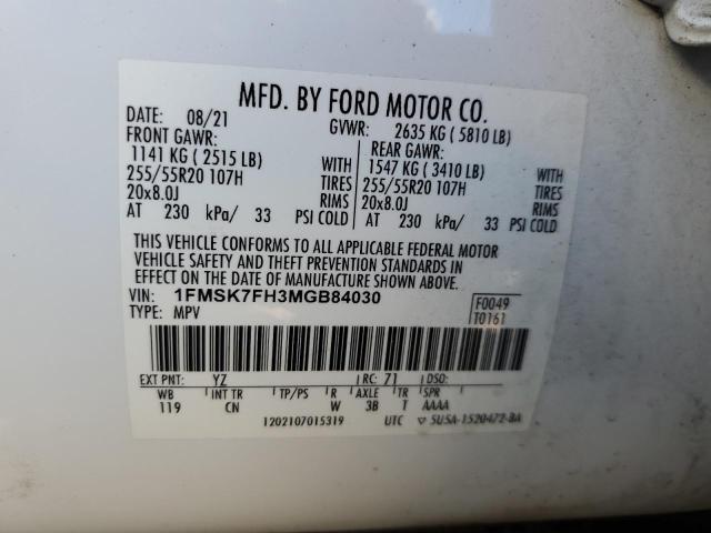 Photo 14 from auction – 2021 FORD EXPLORER L with VIN 1FMSK7FH3MGB84030