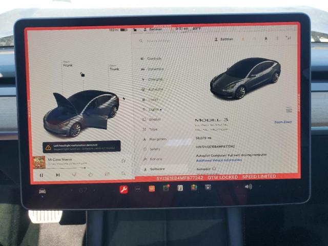 Photo 9 from auction – 2021 TESLA MODEL 3 with VIN 5YJ3E1EB4MF877242