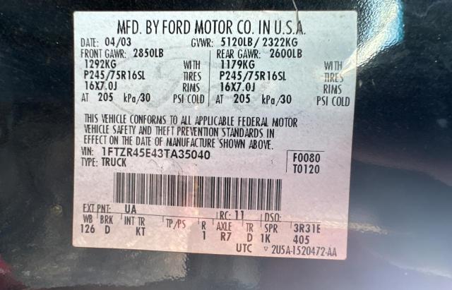 Photo 10 from auction – 2003 FORD RANGER SUP with VIN 1FTZR45E43TA35040