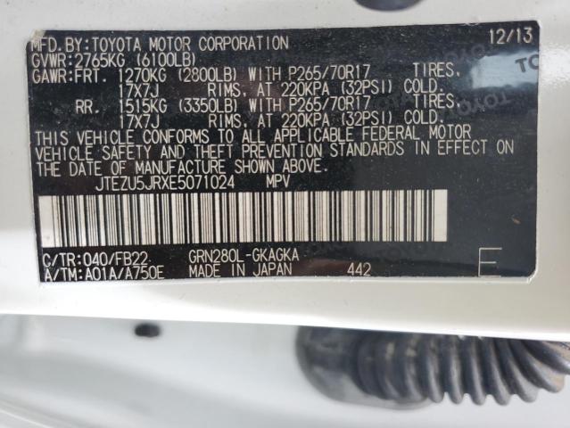 Photo 14 from auction – 2014 TOYOTA 4RUNNER SR with VIN JTEZU5JRXE5071024