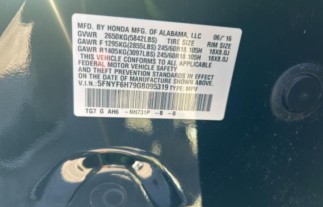 Photo 10 from auction – 2016 HONDA PILOT EXLN with VIN 5FNYF6H79GB095319