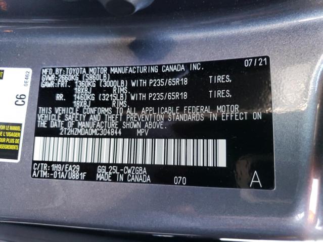 Photo 14 from auction – 2021 LEXUS RX 350 with VIN 2T2HZMDA0MC304844