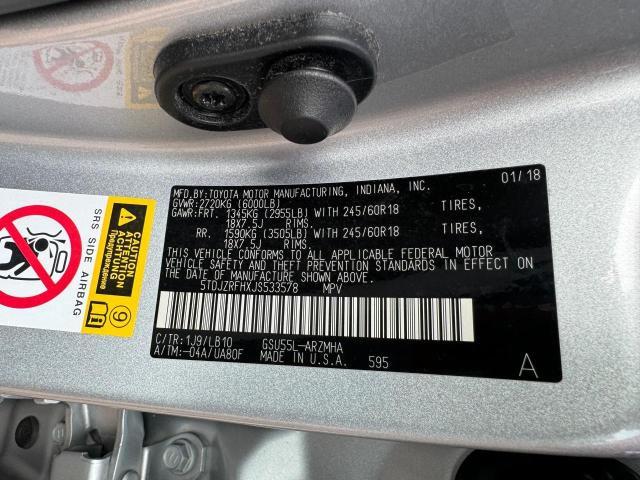 Photo 10 from auction – 2018 TOYOTA HIGHLANDER with VIN 5TDJZRFHXJS533578