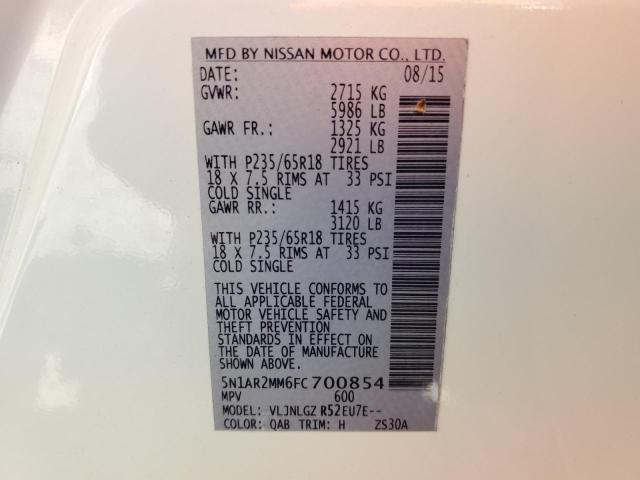 Photo 14 from auction – 2015 NISSAN PATHFINDER with VIN 5N1AR2MM6FC700854