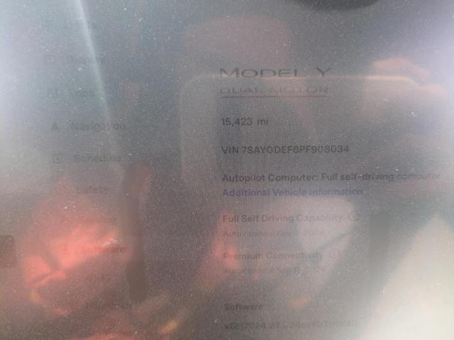 Photo 9 from auction – 2023 TESLA MODEL Y with VIN 7SAYGDEF6PF908034