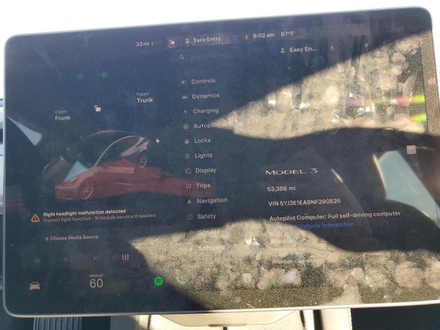 Photo 9 from auction – 2022 TESLA MODEL 3 with VIN 5YJ3E1EA8NF290826