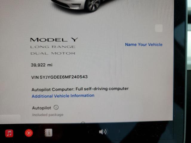 Photo 9 from auction – 2021 TESLA MODEL Y with VIN 5YJYGDEE6MF240543