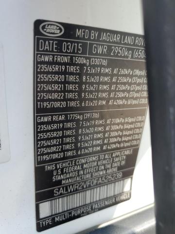 Photo 14 from auction – 2015 LAND ROVER RANGE ROVE with VIN SALWR2VF0FA525239
