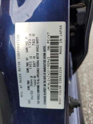 Photo 14 from auction – 2003 MAZDA PROTEGE PR with VIN JM1BJ245X31190945