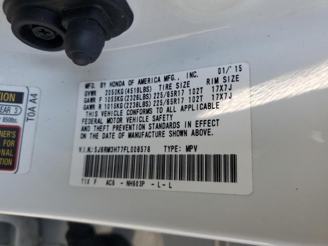 Photo 14 from auction – 2015 HONDA CR-V EXL with VIN 5J6RM3H77FL008578