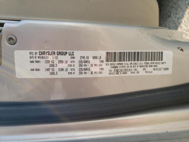 Photo 14 from auction – 2012 CHRYSLER TOWN & COU with VIN 2C4RC1BG1CR251814