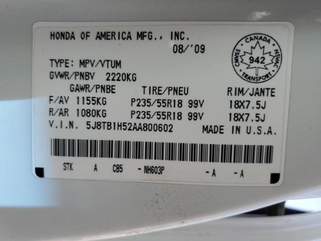 Photo 14 from auction – 2010 ACURA RDX TECHNO with VIN 5J8TB1H52AA800602