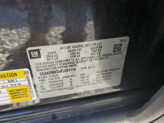 Photo 14 from auction – 2015 BUICK ENCLAVE with VIN 5GAKRBKD4FJ351119