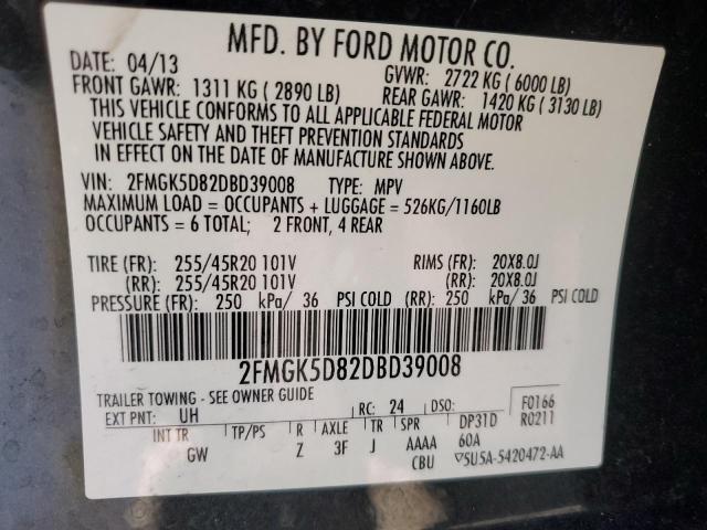 Photo 14 from auction – 2013 FORD FLEX LIMIT with VIN 2FMGK5D82DBD39008