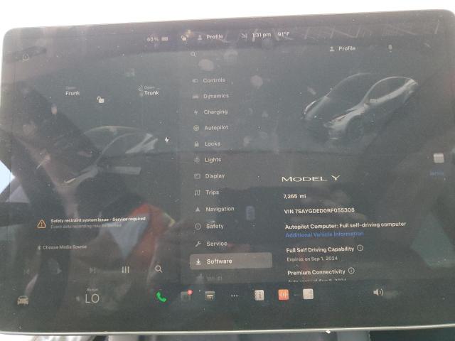 Photo 9 from auction – 2024 TESLA MODEL Y with VIN 7SAYGDED0RF055308