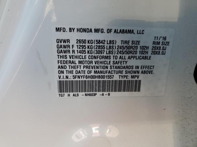 Photo 14 from auction – 2017 HONDA PILOT ELIT with VIN 5FNYF6H00HB001557