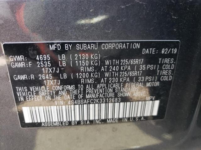 Photo 14 from auction – 2019 SUBARU OUTBACK 2. with VIN 4S4BSAFC2K3312683