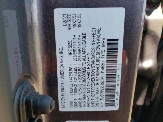 Photo 14 from auction – 2021 HONDA CR-V TOURI with VIN 5J6RW2H95ML014530